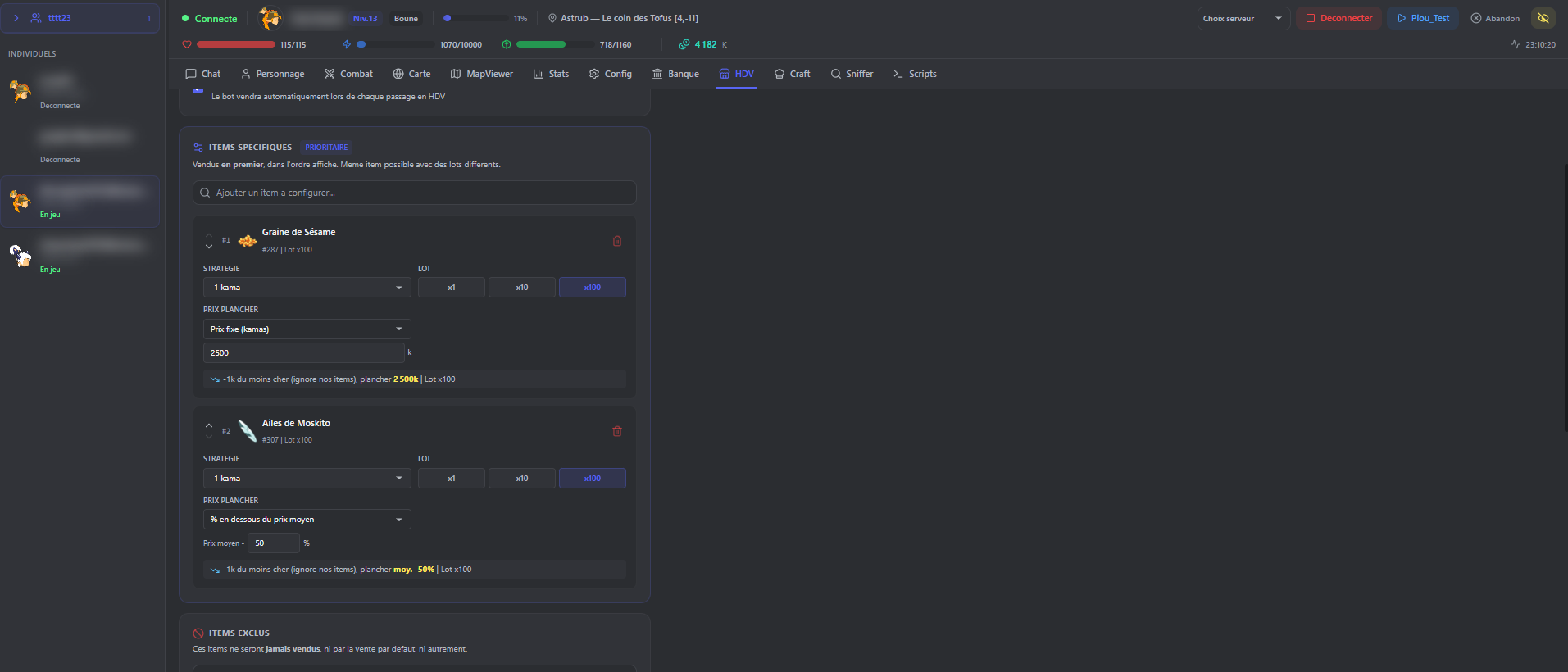MoonBot - Configuration HDV avancée